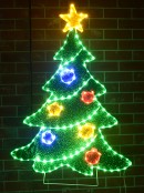 Green Tinsel Mesh Decorated Christmas Tree & Twinkle LED Light Display - 1.2m