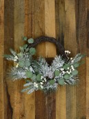 Decorated Wire Spun Winter Wreath With Mixed Flocked Foliage - 50cm