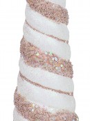 Rose Gold & White With Glitter & Sequins Conical Shape Table Top Tree - 43cm