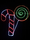 Red, Cool White & Green LED Candy Cane With Lollipop Light Display - 1m