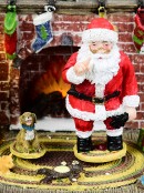 Animated Santa, Toys & Fireplace LED Battery Christmas Village Scene - 20cm