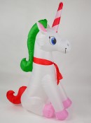 Happy Christmas Sitting Unicorn Illuminated Inflatable - 1.9m