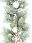 2.7m Mixed Botanical Blush Christmas Garland | Pink, White & Metallic Accents
