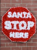 Red & White 'SANTA STOP HERE' LED Tinsel Sign Christmas Light Display - 76cm