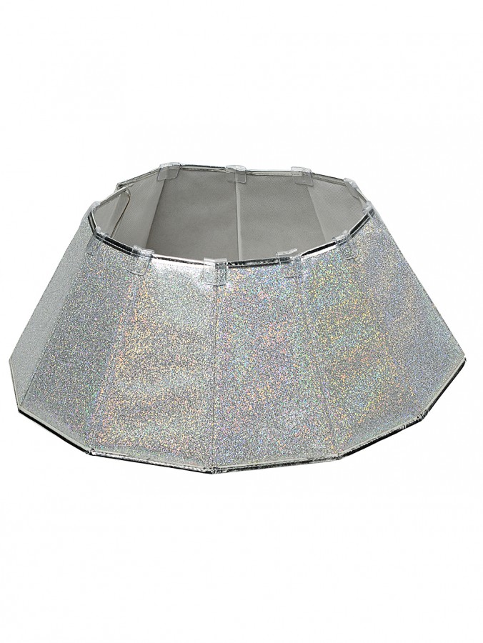 Silver & Iridescent Dodecagon Frustum Shape Christmas Tree Skirt - 68cm