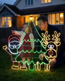 1.2m Dynamic Santa Reindeer & Tree Outdoor Christmas LED Light Display