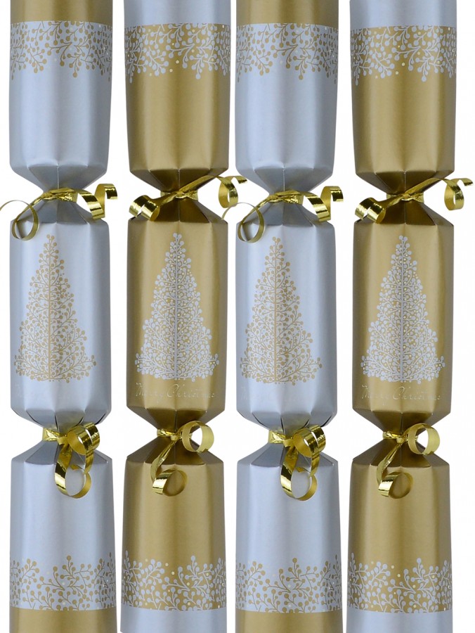 Silver & Gold With Christmas Trees Christmas Cracker Bon Bons - 50 x 26cm