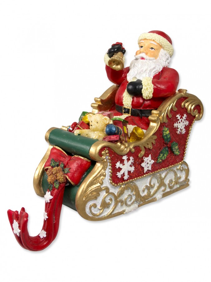 Santa In Sleigh Stocking Holder - 17cm