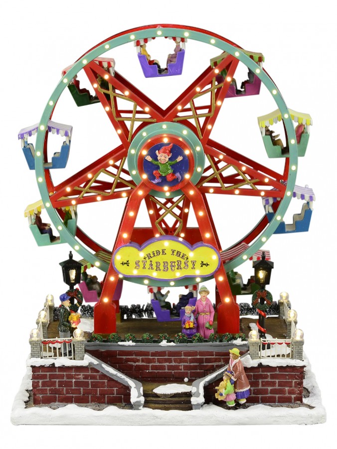 Illuminated, Animated & Musical Ride The Starburst Ferris Wheel Scene - 30cm
