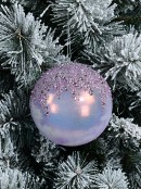 12cm Pink Christmas Ball Bauble With Sequin Icicle Decoration