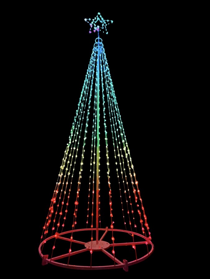 3.6m Multi Colour Digital LED Giant Conical Outdoor Christmas Tree