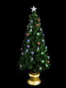Multi Colour With Bauble & Star Decorations Fibre Optic Tree - 1.2m