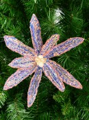 Blue Poinsettia With Iridescent Sequins Christmas Flower Clip Pick - 26cm Wide