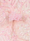 Pink Poinsettia With Iridescent Glitter Christmas Fairy Floss Flower Stem - 55cm