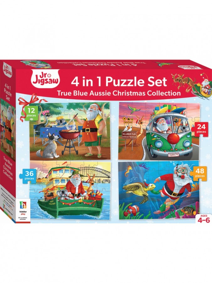 True Blue Aussie Christmas With Santa Jigsaw Puzzles - 4 Set