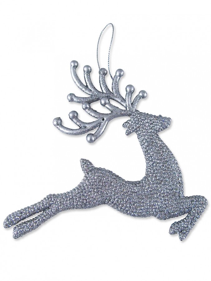 Silver Reindeer Hanging Ornament - 12cm