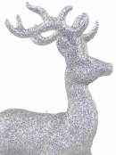 Silver Metallic Glitter Standing Christmas Reindeer Ornament - 22cm