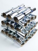 Shiny Silver With Blue Dot & Patterns Christmas Cracker Bon Bons - 50 x 30cm