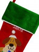 Red Velvet Santa Paws Christmas Stocking With Dog Embroidery - 40cm