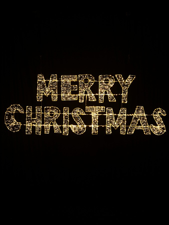 1.6m Vibrant Merry Christmas With Warm White LED String Light Display