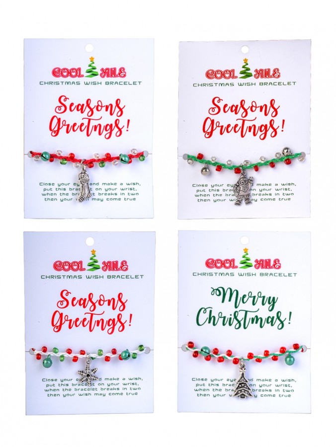 Assorted Make a Wish Christmas Bracelet Card | Holiday Trinket Keepsake
