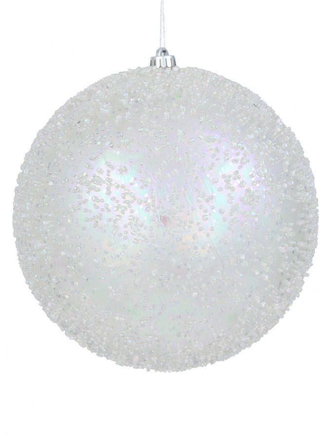 30cm Clear Iridescent Large Display Beaded Bauble