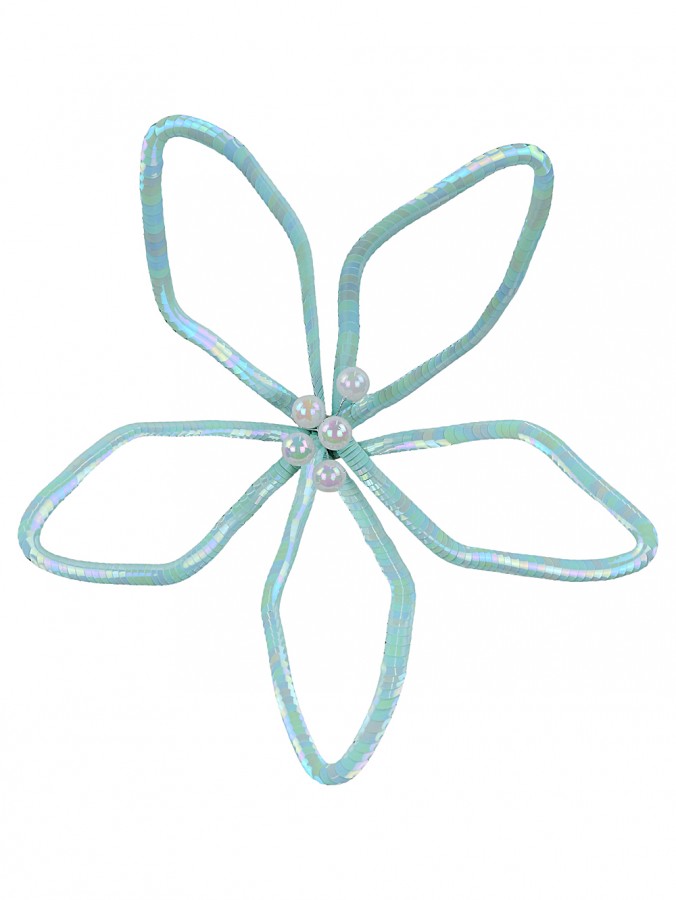 Pastel Blue Sequin Silhouette Poinsettia Pick With Pearl Cyathia | 30cm