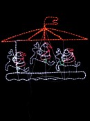 Santa Riding Deer Carousel LED Rope Light Silhouette - 1.5m