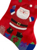 Red Velvet Stocking With Juggling Santa - 48cm