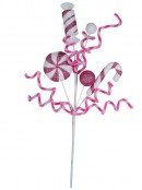 Pink & White Candy Confectionery Christmas Lollipop Long Stem - 25cm Wide