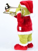 Mr Grinch Playing The Trombone In A Santa Suit Christmas Animation - 32cm