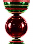 1m Shiny Red & Green Large Display Bauble Finial With Glitter Stripes