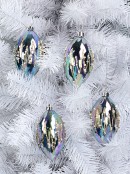 Iridescent Pinecone Baubles Decorated With Glitter, Sequins & Beads - 4 x 12cm