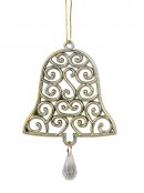 Gold Bell Shape Swirl Design Christmas Tree Hanging Decorations - 2 x 12cm