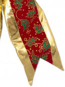 Large Shiny Gold & Holly Design Red Velvet Bow Display Decoration - 45cm
