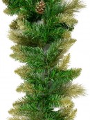 Balsam Pine Garland With 193 Gold Glittered Tips, Pine Cones & Berries - 2.7m