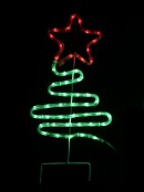 Green LED Christmas Trees With Red Stars Path Rope Light Silhouettes - 72cm
