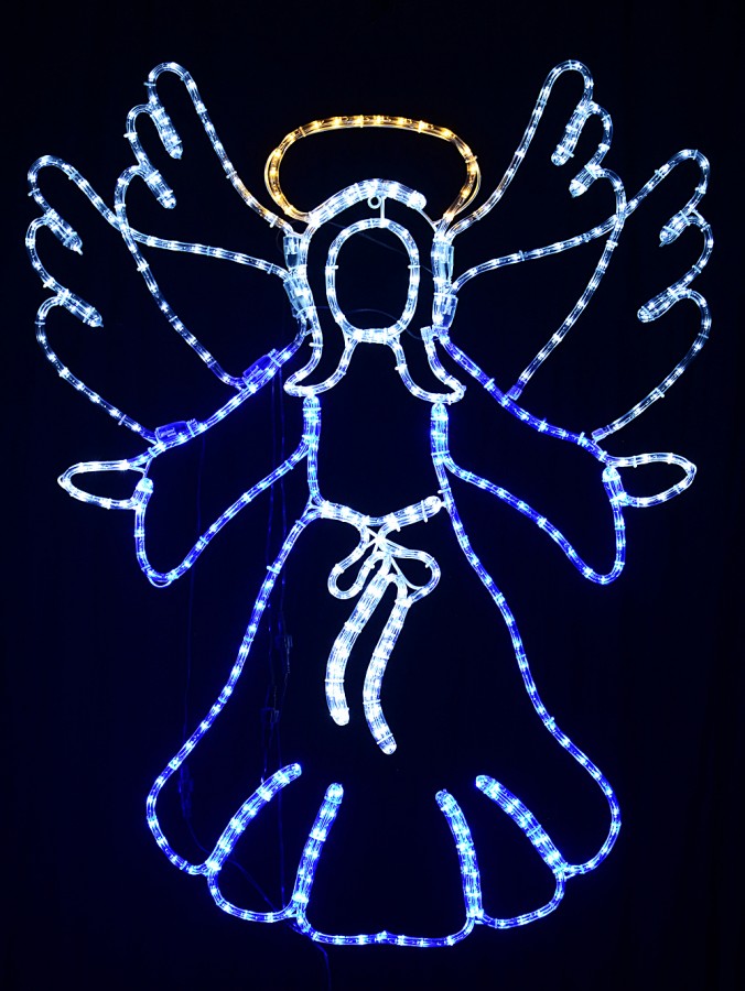 1.1m Angel Of Bethlehem With Blue, Warm & Cool White LED Rope Light Display
