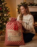 70cm Natural Jute Red Striped Special Delivery Christmas Eve Santa Sack