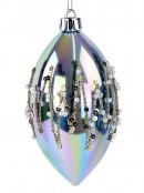 Iridescent Pinecone Baubles Decorated With Glitter, Sequins & Beads - 4 x 12cm