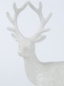 White With Silver Glitter Standing Christmas Reindeer Ornament - 32cm