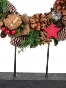 Natural Christmas Wreath With Pine Cones, Stars, Wood Chunks & Bells - 31cm