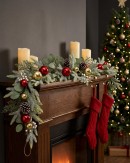 2.7m Decorated Cedar & Mixed Foliage Christmas Garland | Red & Gold Baubles