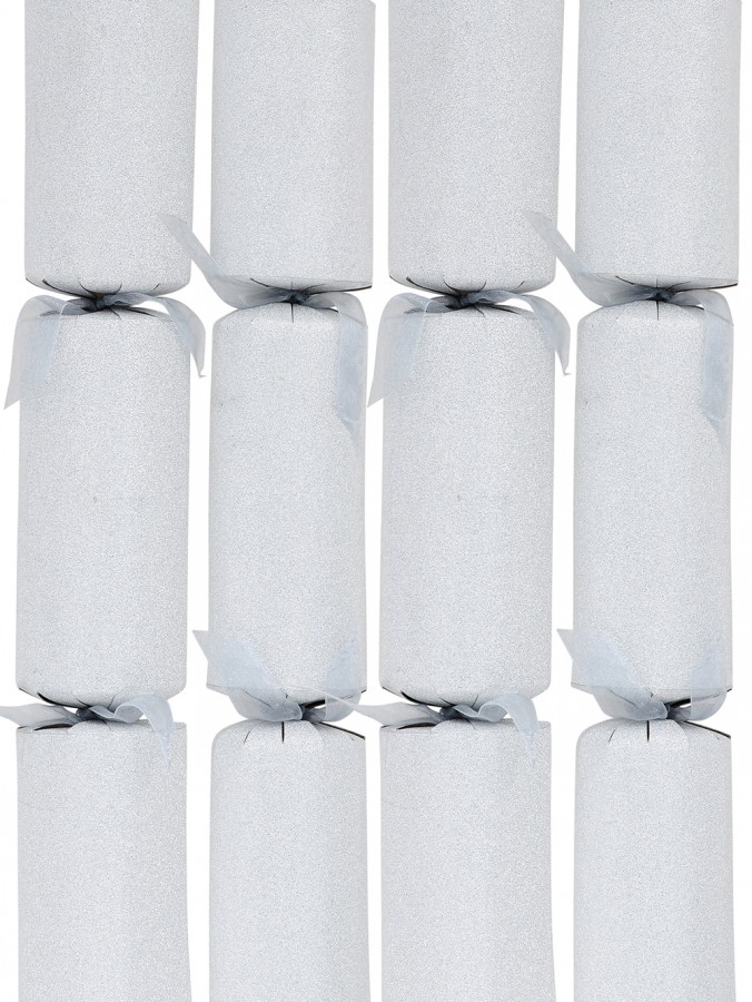 Silver Glitter Pattern Design Christmas Cracker Bon Bons - 6 x 34cm