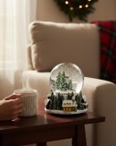 14cm Winter Town Scene With Music & Lights Waterball Snow Globe