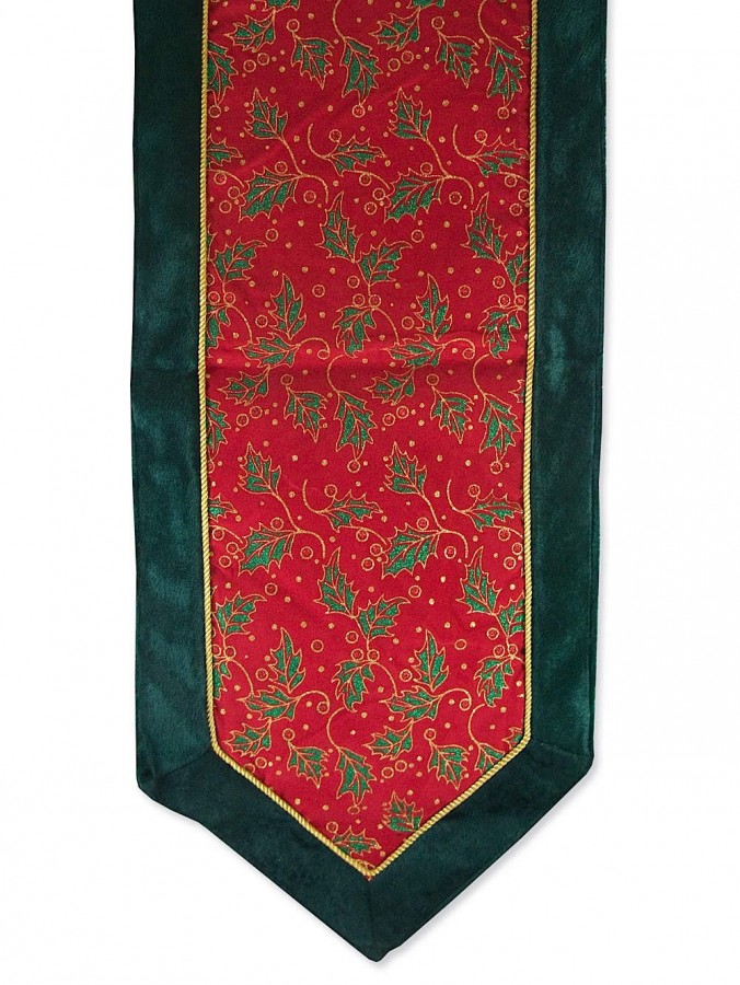 Red & Green Holly Table Runner - 1.6m