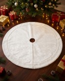 1m White Sheer Organza & Iridescent Snowflake Christmas Tree Skirt