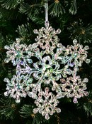 Clear With Iridescent Textured Snowflakes Clump Hanging Decoration - 29cm