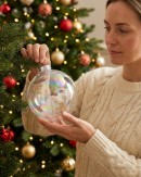 2x Lustrous Clear Grand Iridescent Soap Bubble Ball Bauble | 15cm