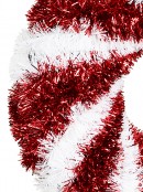 48cm Metallic Red & White Candy Swirl Christmas Wreath Tinsel Plaque